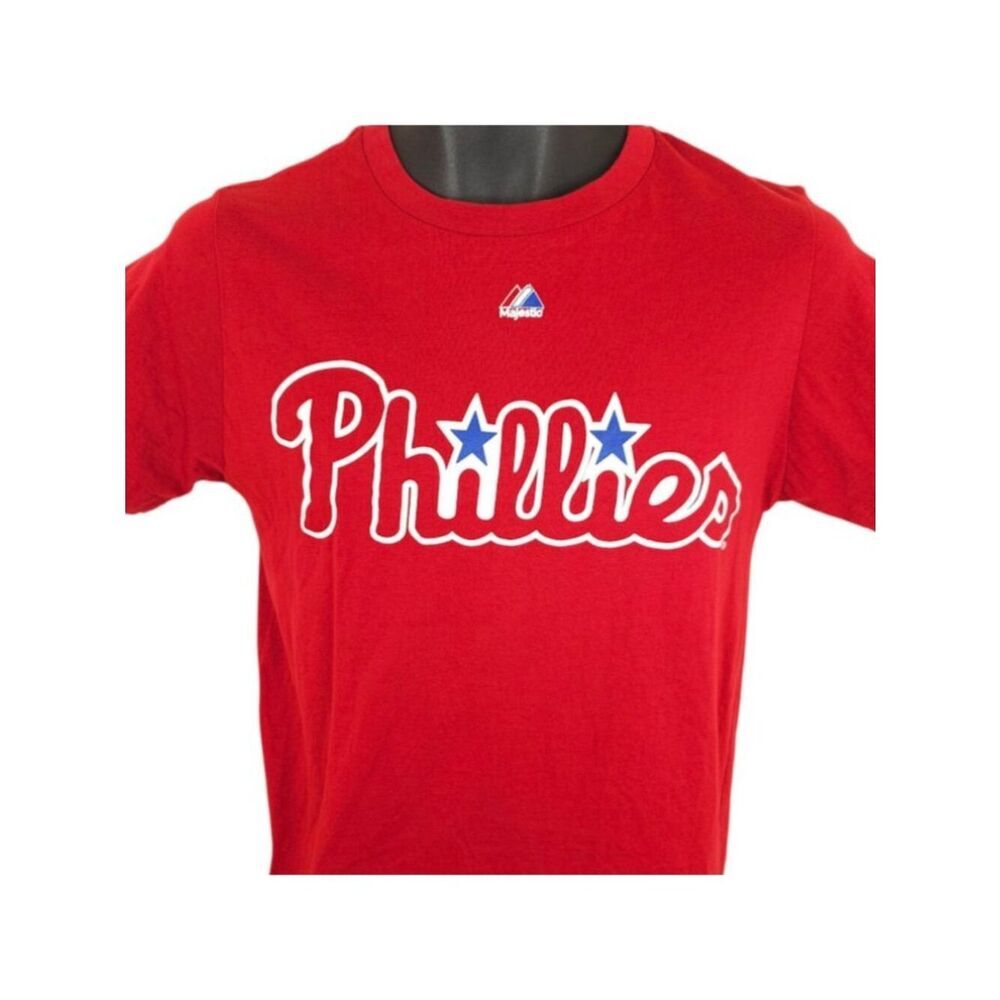 Philadelphia Phillies T Shirt Mens Size Small Red MLB Baseball Majestic